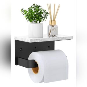 NEW Elegant Marble Shelf Toilet Paper Holder  Extended Base Wall Mounted, Marble